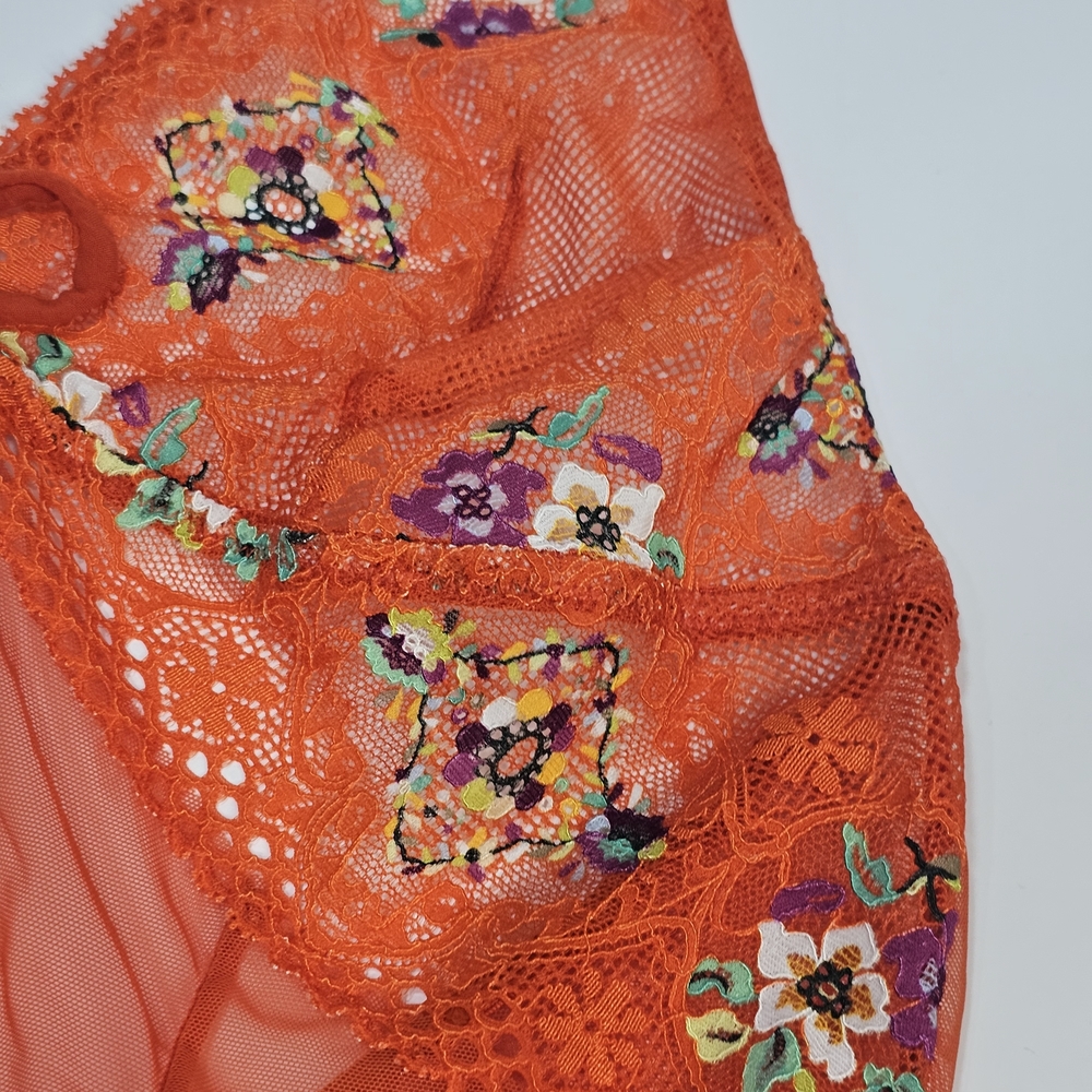 Savage X Fenty Babydoll Sheer Mesh Floral Lace Lingerie Sz XL Straps Romantic - Picture 6 of 8